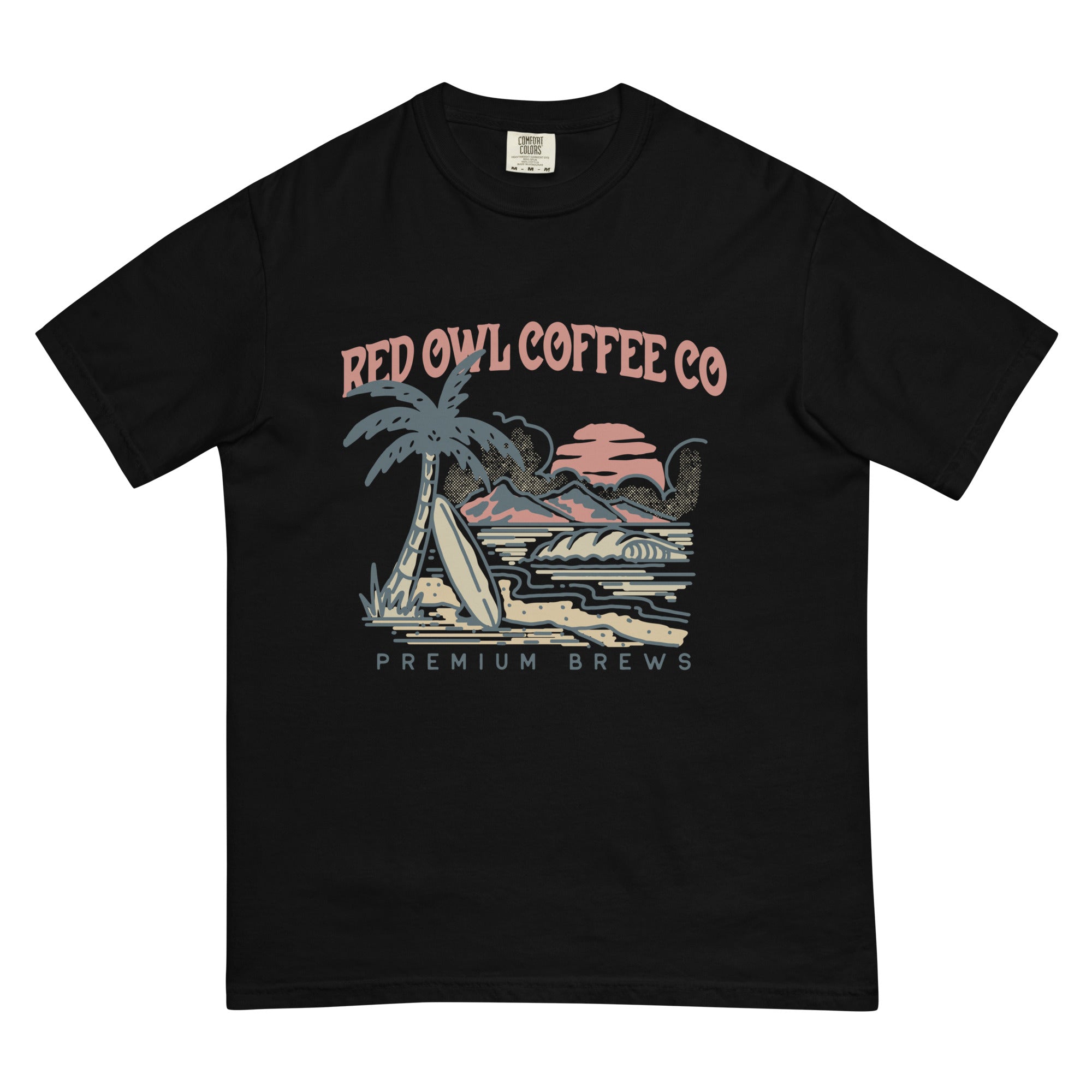 Red Owl surf board comfort colors t-shirt