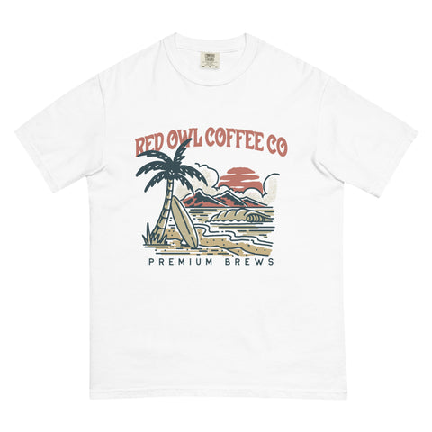 Red Owl surf board comfort colors t-shirt